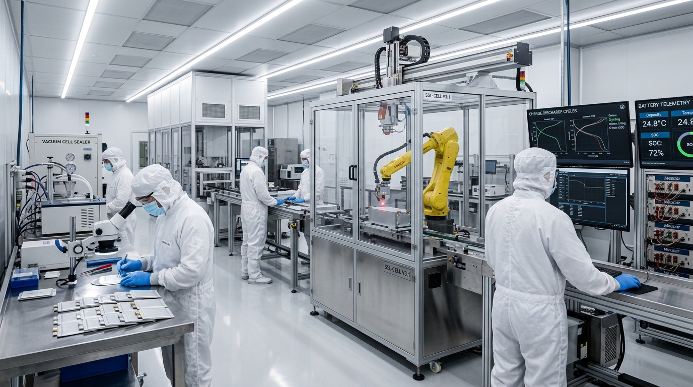 Cleanroom laboratory for new battery technology and solid-state cell manufacturing
