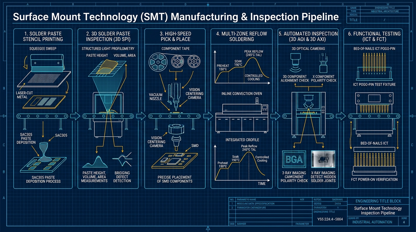 Surface Mount Technology Manufacturing Line Architecture and Quality Inspection Pipeline